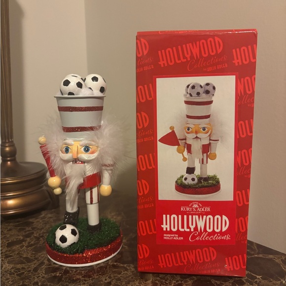 Soccer Nutcracker Figurine with Red and White Accents - Picture 3 of 3